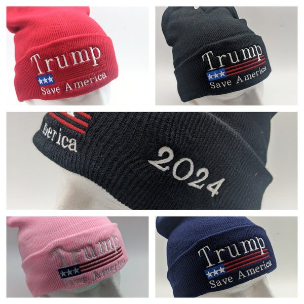 Trump 2024 SAVE AMERICA Beanie Stocking Hat - Embroidered - Adult