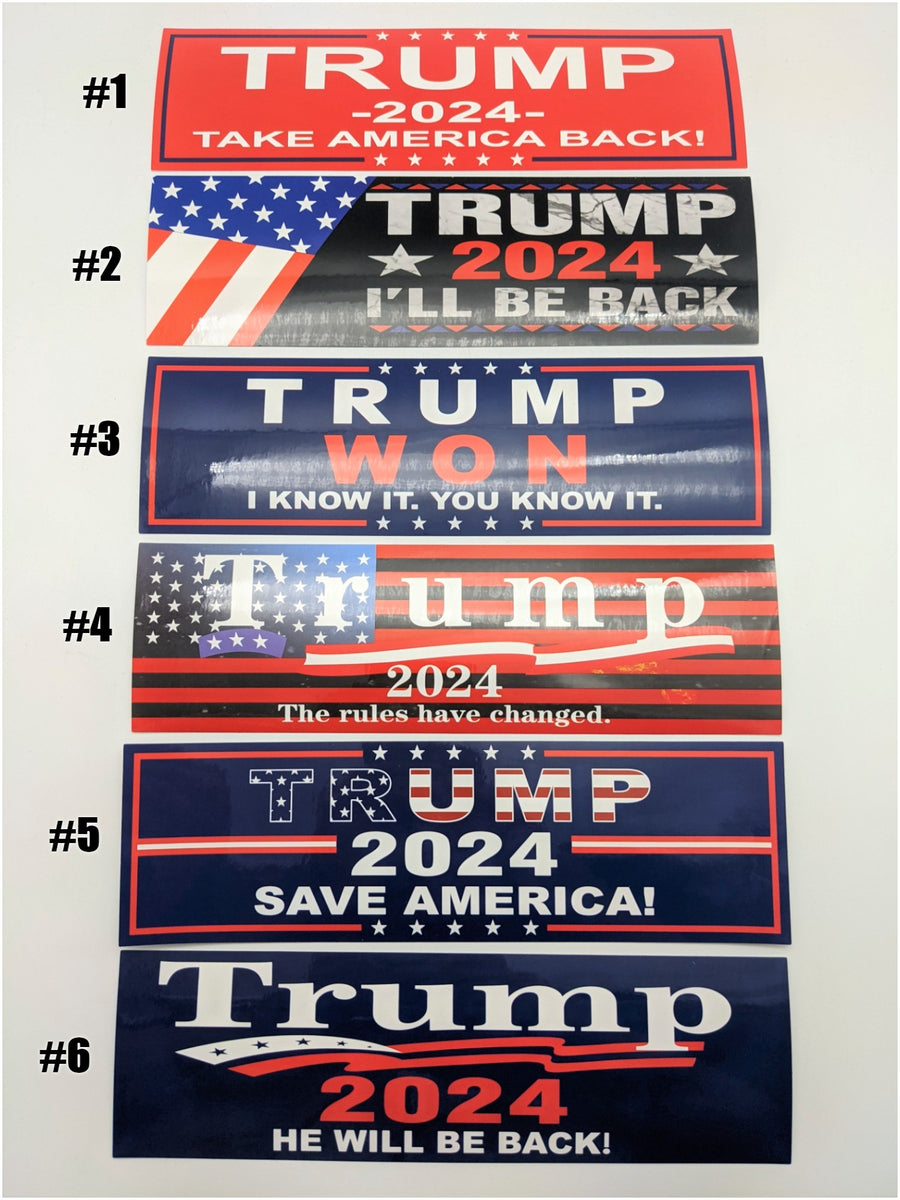 Trump 2024 Bumper Sticker - Confezione Da 10 Adesivi Per Auto, Camper, Moto - Rosso, Bianco, Blu