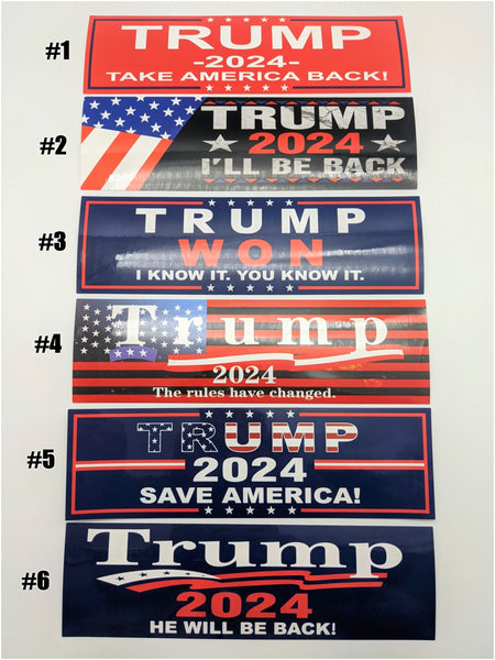 Trump 2024 Bumper Stickers 10" x 3"