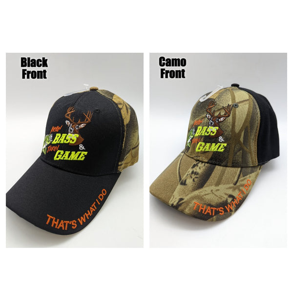 Fishing Fisherman/ Hunting Deer Buck Hat - Kickin Bass & Takin Game
